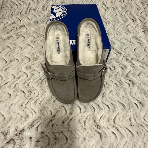 Birkenstock Gray Buckley Shearling Clogs Size 38 - Picture 7 of 7